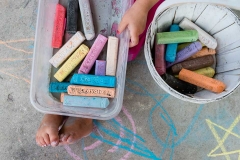 Sidewalk chalk close up image during family photography session