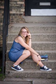 Downtown senior portraits of a girl by Grand Rapids senior picture photographer