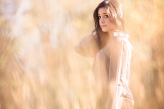 Dreamy fall field senior portrait near Grand Rapids