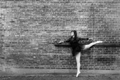 Ballet senior portrait of a girl in downtown Grand Rapids