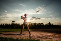 Senior portrait of high school baseball player by Grand Rapids photographer